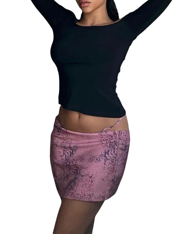 Camilla Long-Sleeved Round Neck Sexy Strapless Slit Ladies T-Shirt