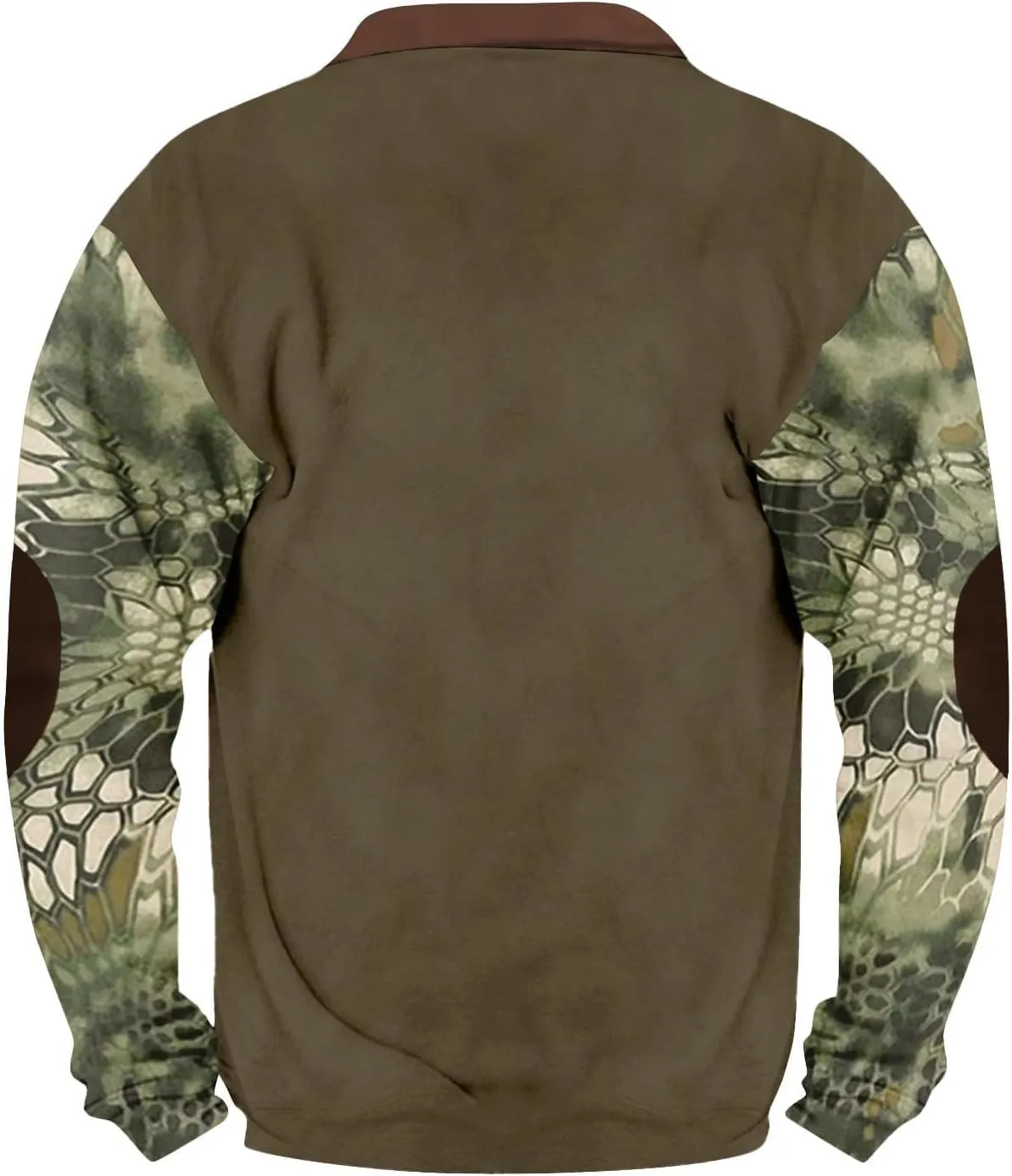 Camo Crewneck Sweatshirt for Men Vintage Quarter Zip Henley Neck Tactical Pullover Long Sleeve Camouflage Sweaters