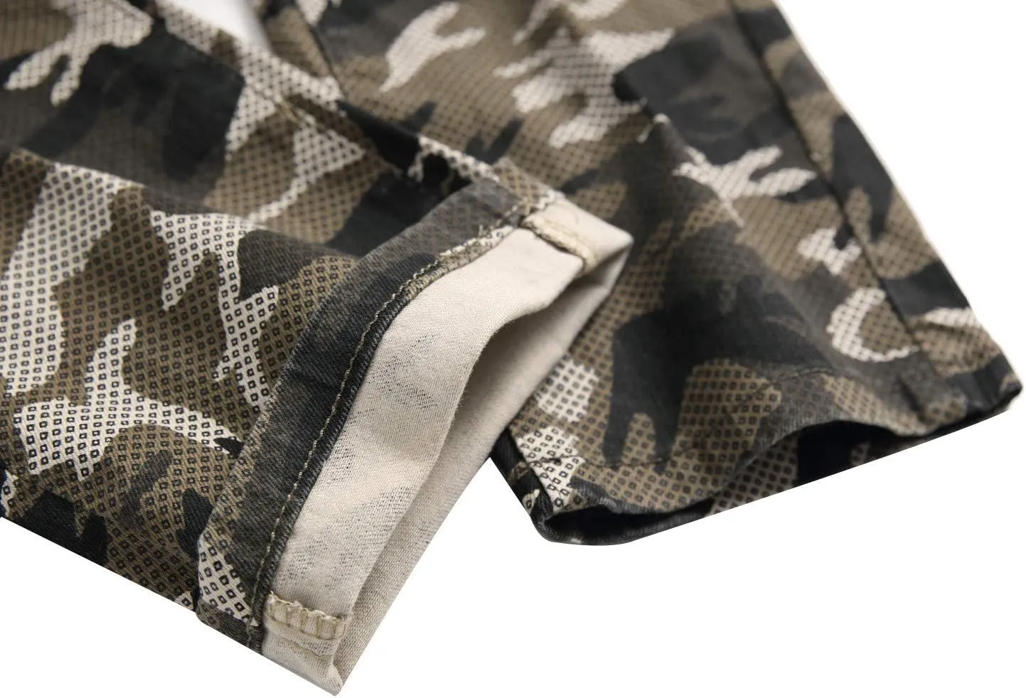 Camo Denim Jeans for Men Moto Biker Slim fit Stretch Jeans Camouflage Skinny Cargo Pants Military Army Combat Pants