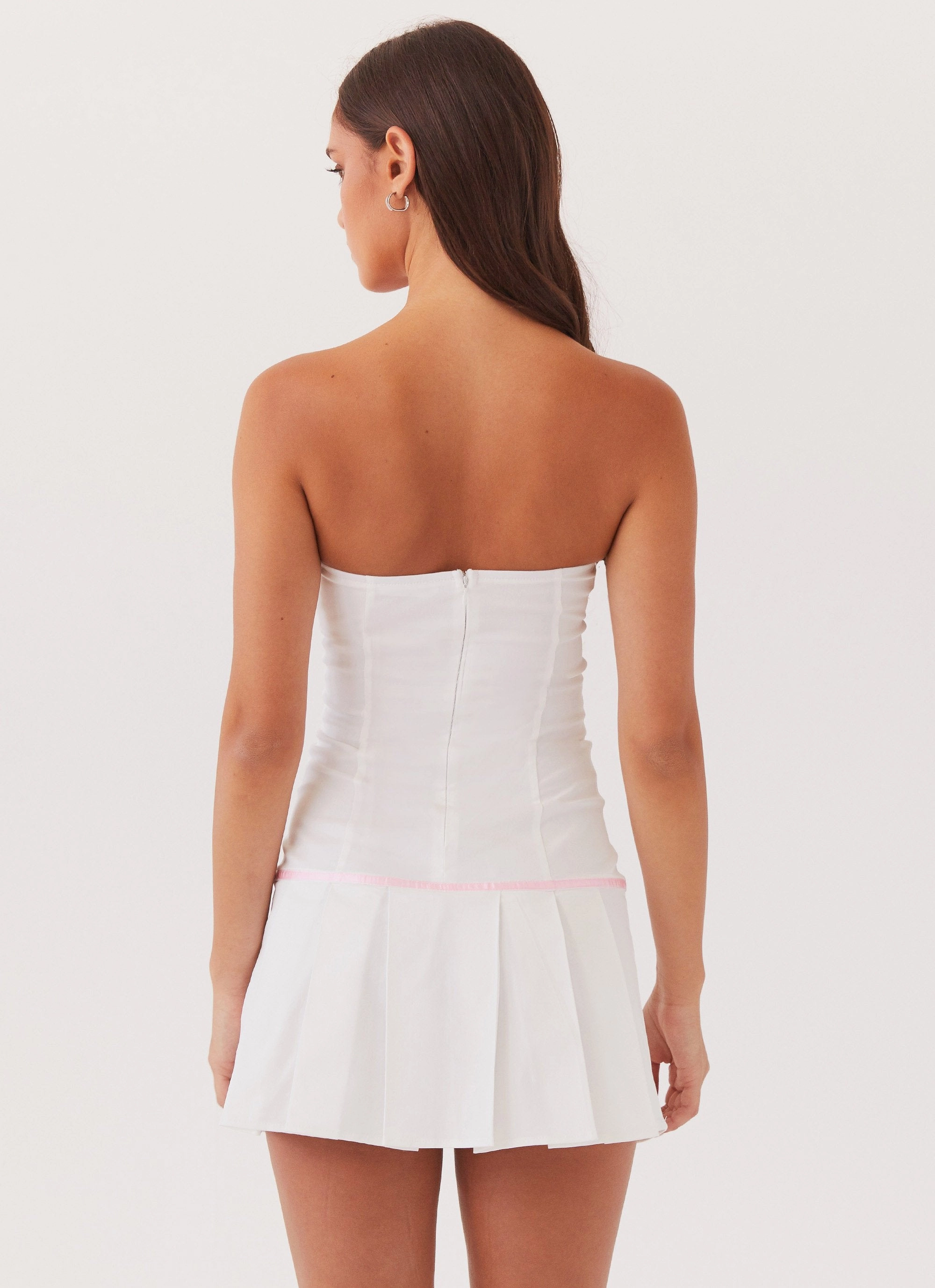 Candy Coated Bustier Mini Dress - Pink Ribbon Non-Iron Aura Glow