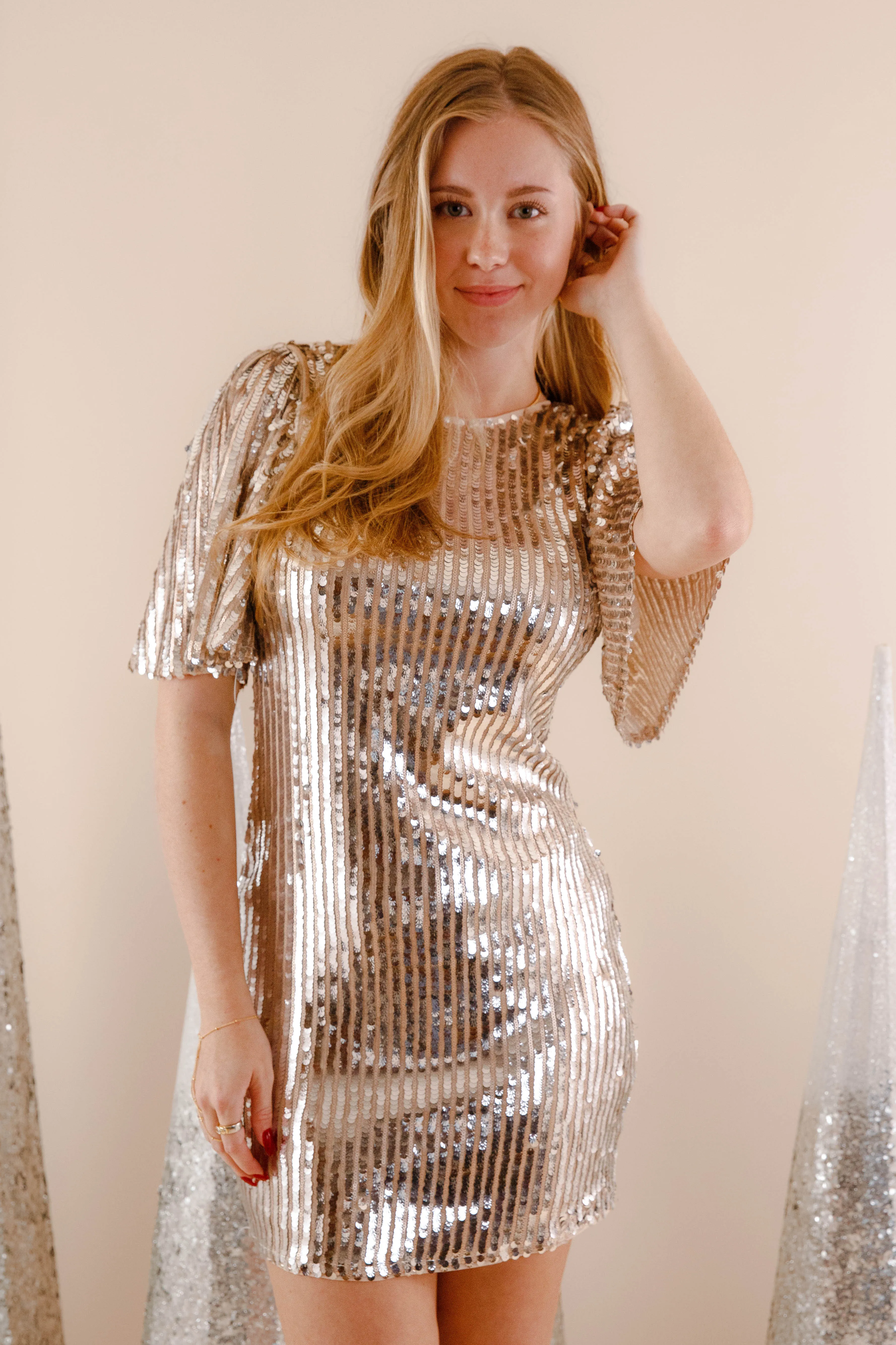 Glitz and Glamour Sequin Mini Dress Signature-Style Dreamy Texture