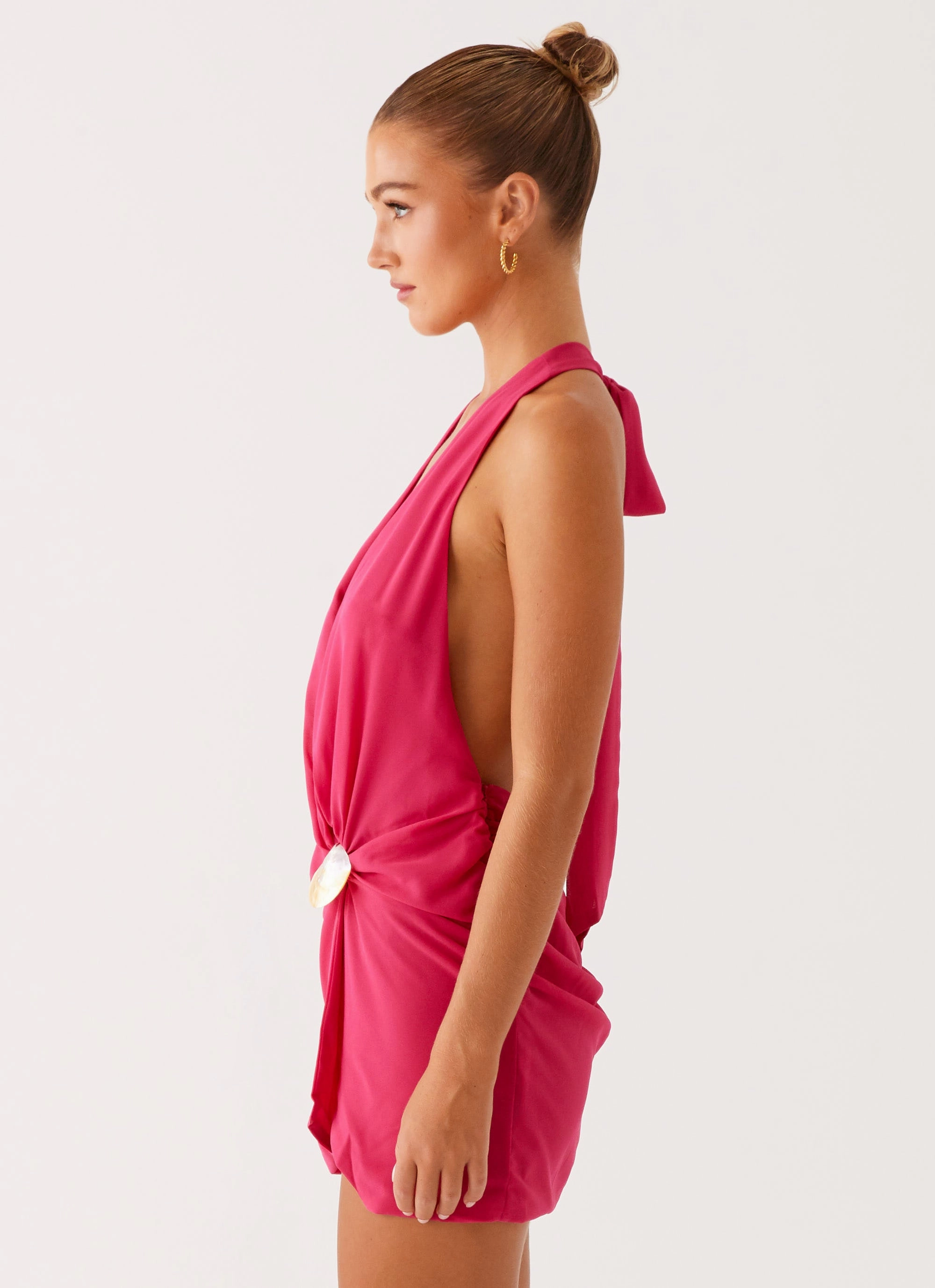 Eleanora Plunge Mini Dress - Pink City Friendly