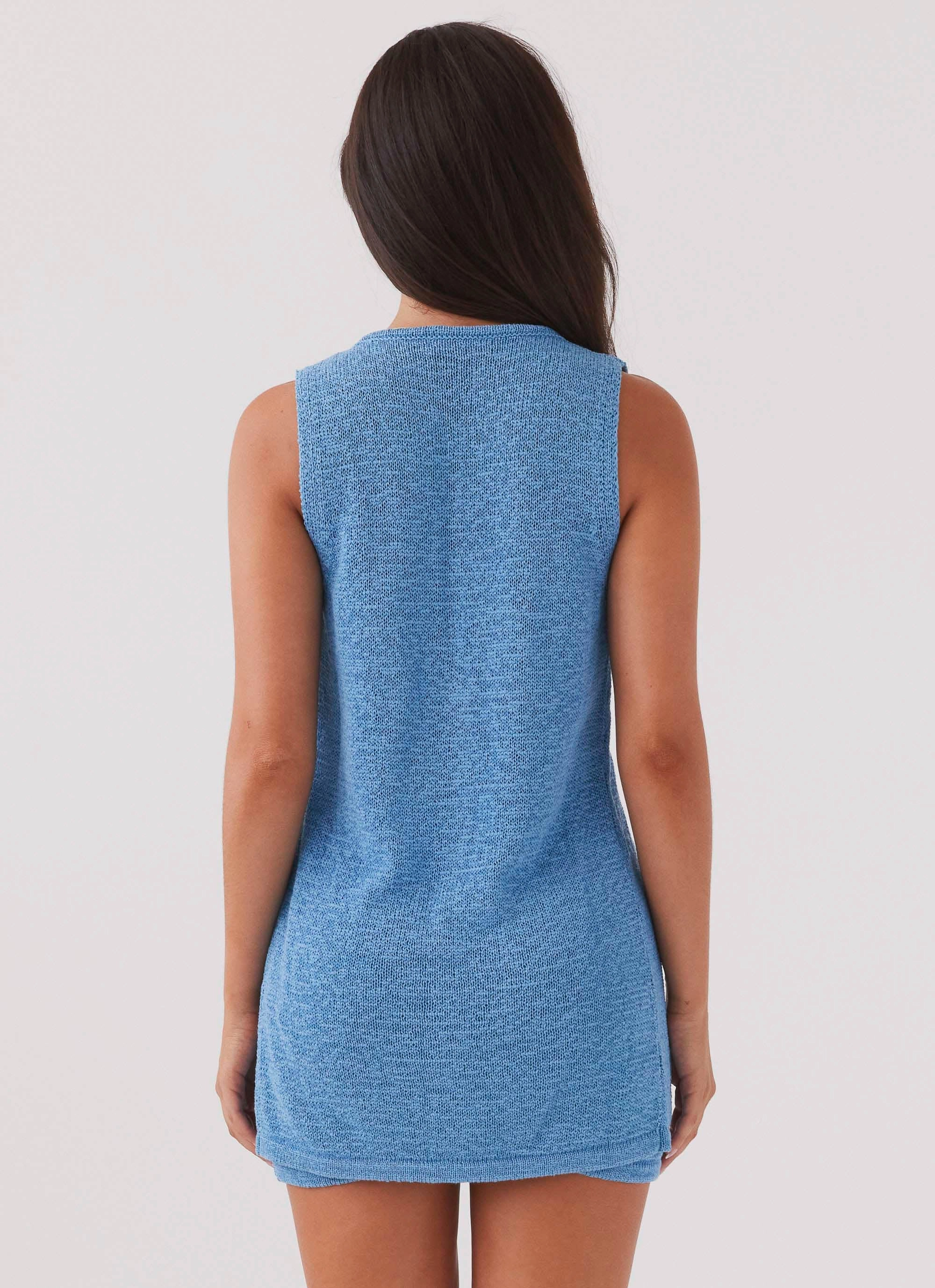 Capri Glow Knit Top - Azure OrganicCottonBlend Quick Access Zipper