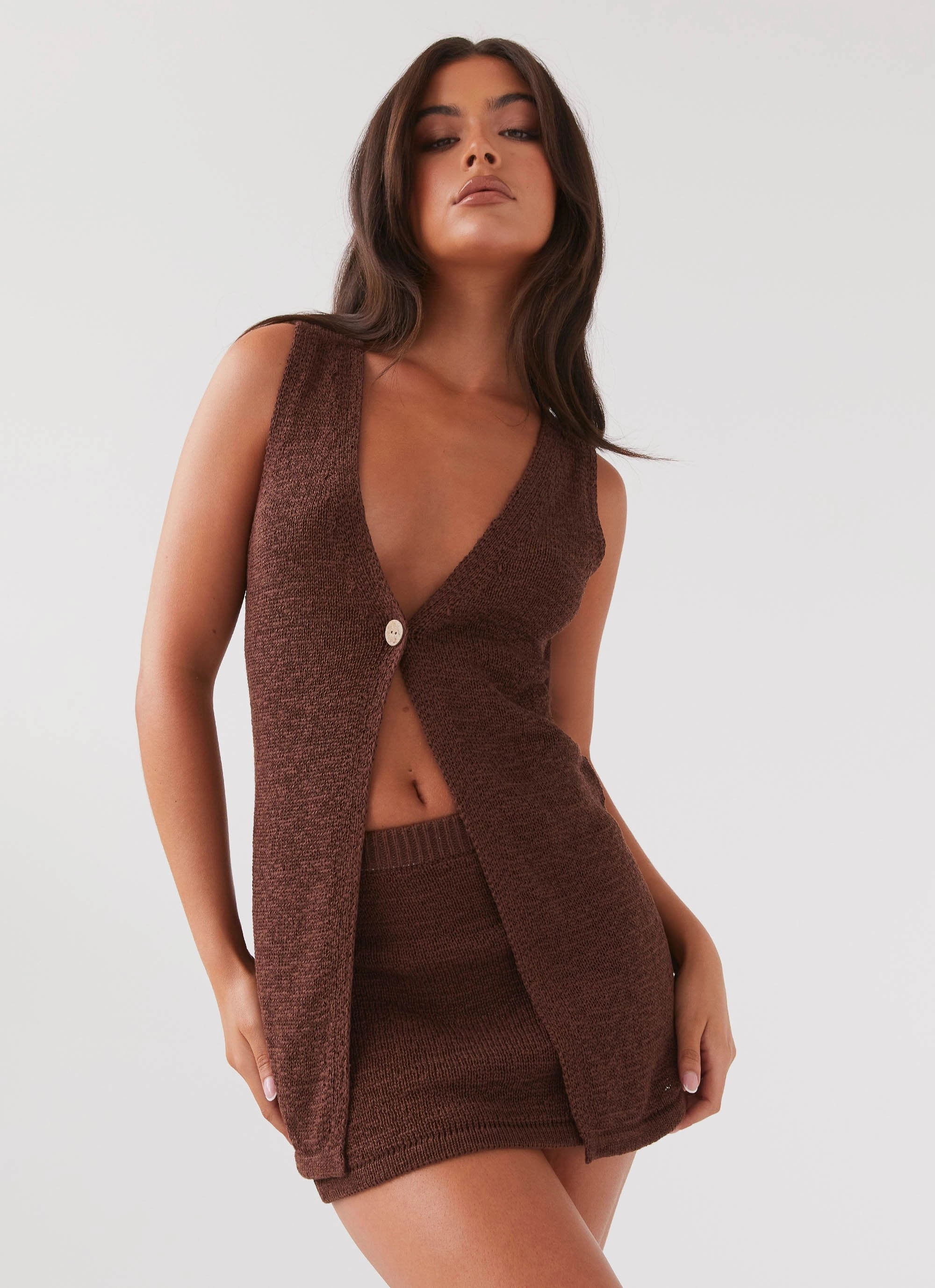Capri Glow Knit Top - Chocolate Luxurious Feel