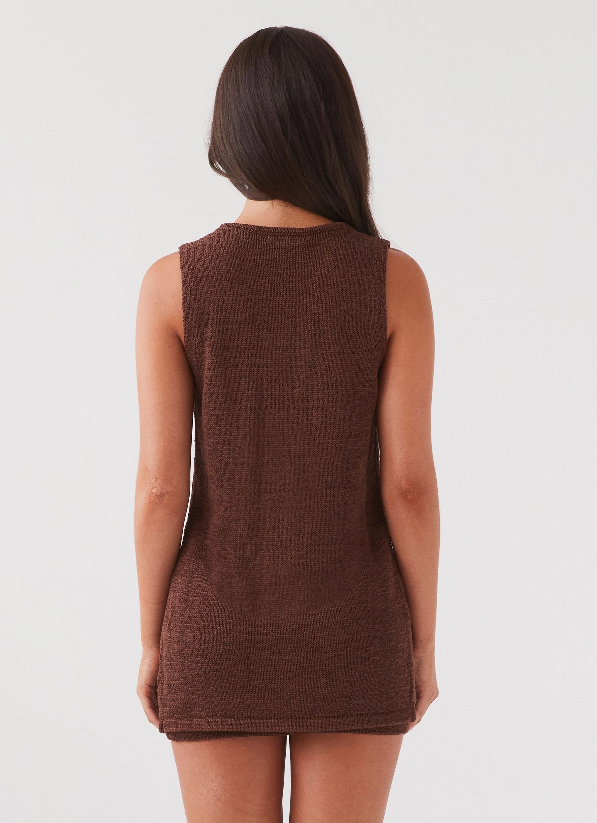 Capri Glow Knit Top - Chocolate Hybrid Fabric Blend