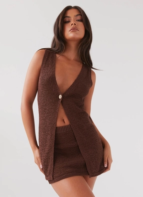 Capri Glow Knit Top - Chocolate Luxurious Feel