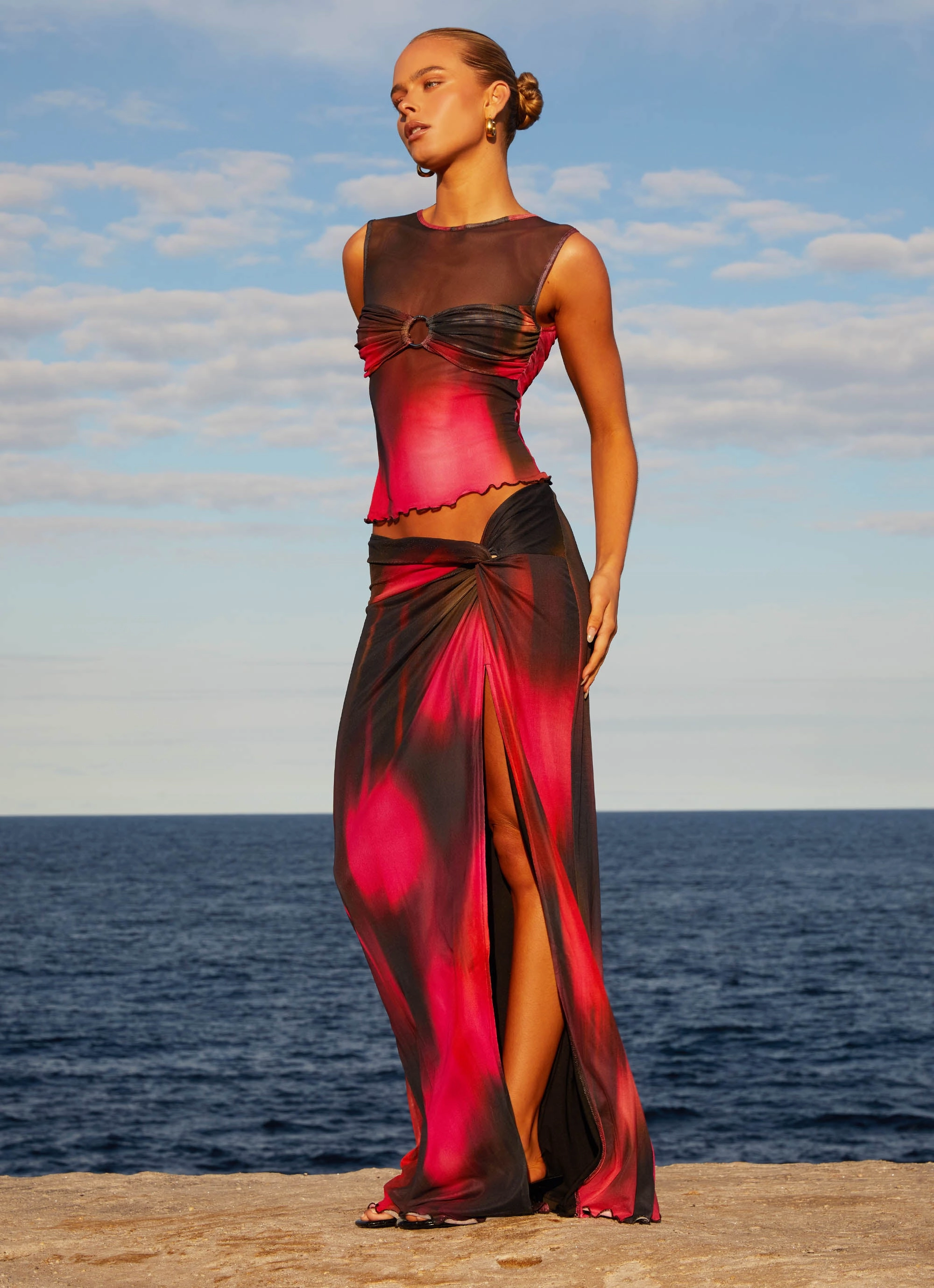 Caprise Mesh Tank - Pink Print FlexibleElasticatedEdging
