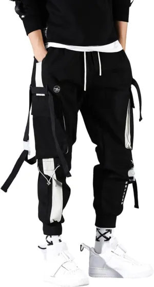 Cargo Pants for Men Big and Tall Open Bottom Straight Leg Loose Fit Baggy Athletic Jogger Pant Men's Jogger Sweatpant