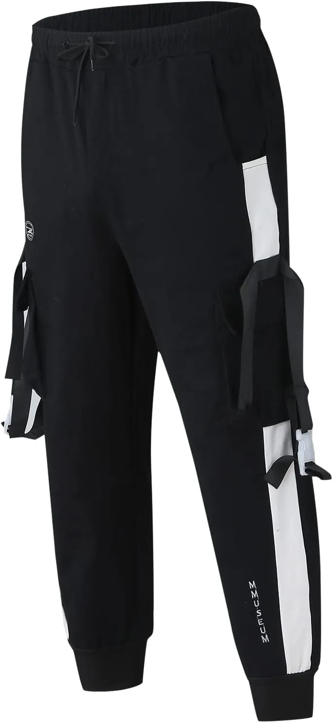 Cargo Pants for Men Big and Tall Open Bottom Straight Leg Loose Fit Baggy Athletic Jogger Pant Men's Jogger Sweatpant