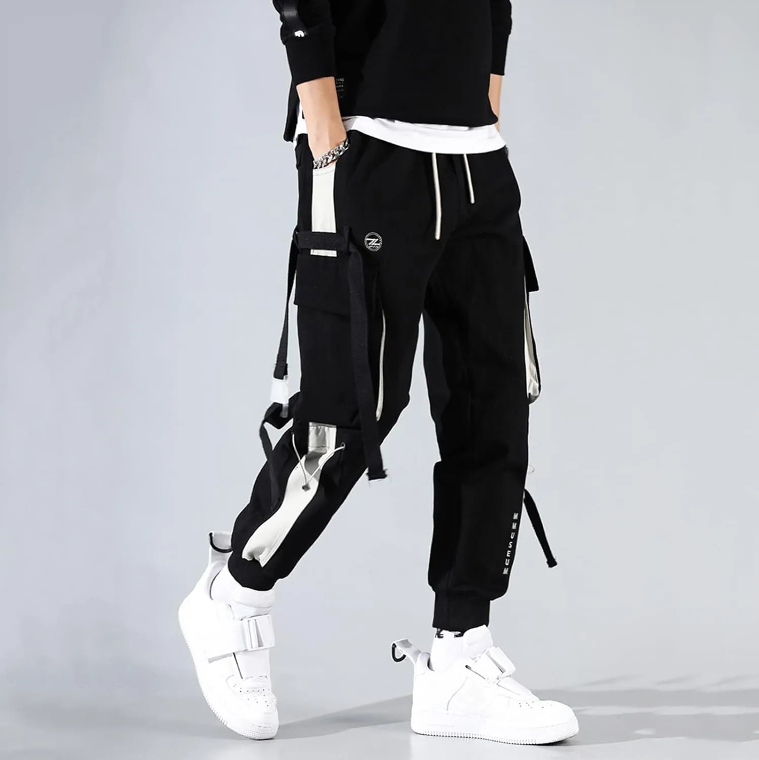Cargo Pants for Men Big and Tall Open Bottom Straight Leg Loose Fit Baggy Athletic Jogger Pant Men's Jogger Sweatpant