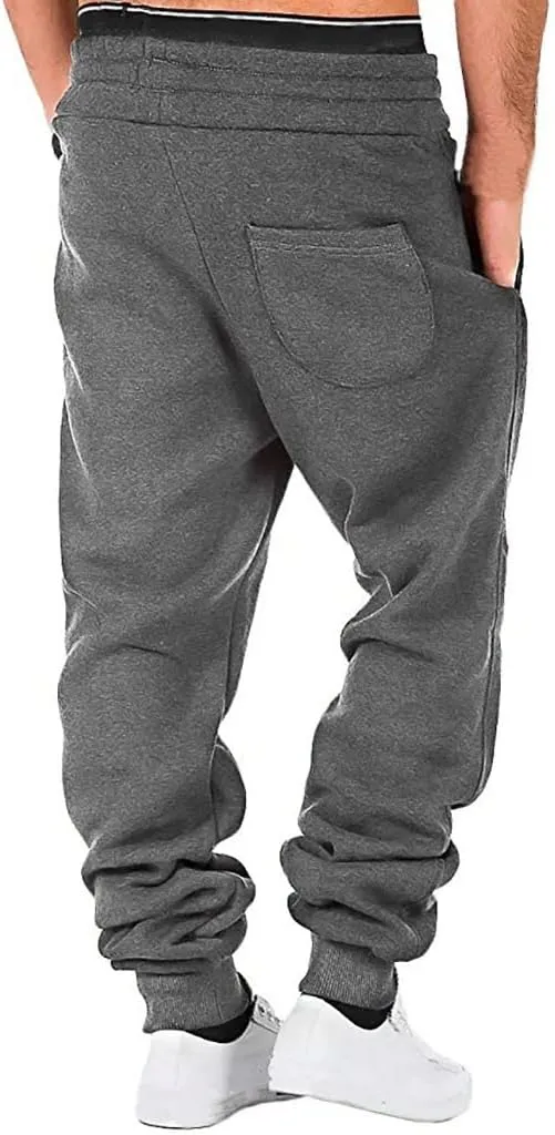 Cargo Pants for Men Big and Tall with Pockets Mens Cargo Sweatpants Heavyweight Fleece Jogger Pants Drawstring Sports