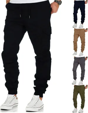 Cargo Pants for Men Slim Fit Wild Work Pants Workout Joggers Tapered Leg Sweatpants for Men with Pockets Hiking Trousers
