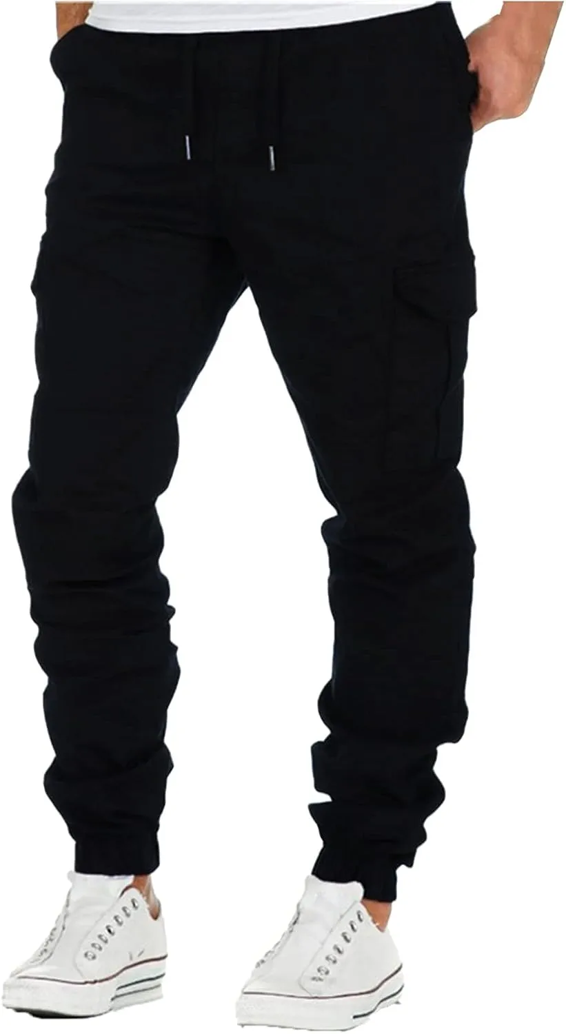 Cargo Pants for Men Slim Fit Wild Work Pants Workout Joggers Tapered Leg Sweatpants for Men with Pockets Hiking Trousers
