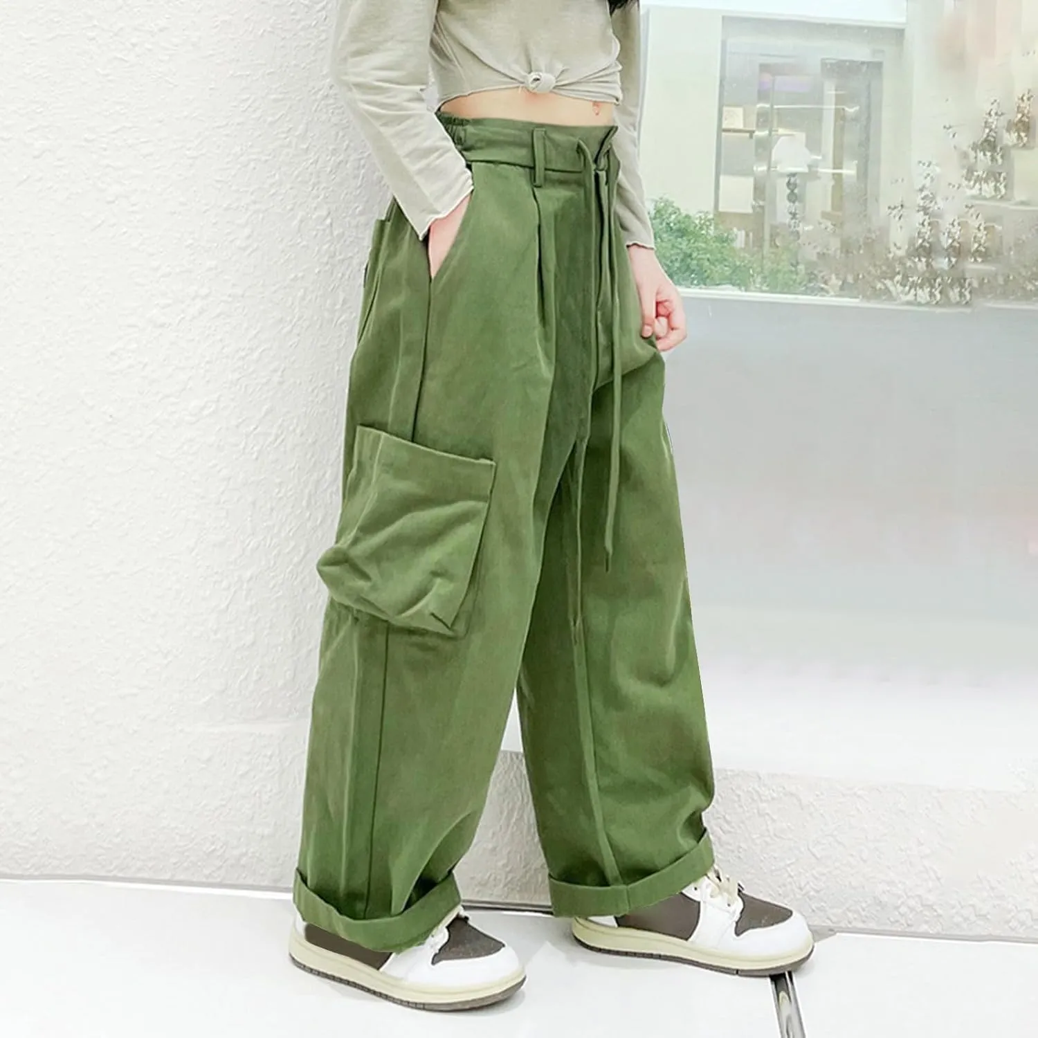 Cargo Pants for Teen Girls Kids Girls Baggy Jeans Star Print Loose Denim Wide Leg Pants Girls Uniform Pants