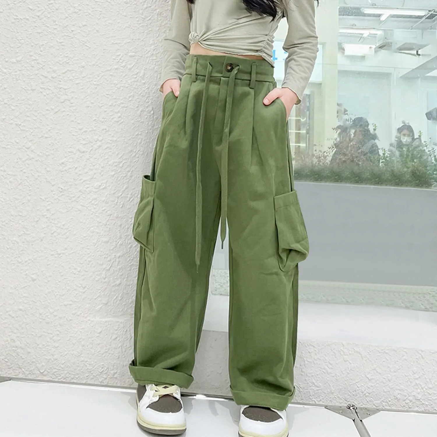 Cargo Pants for Teen Girls Kids Girls Baggy Jeans Star Print Loose Denim Wide Leg Pants Girls Uniform Pants