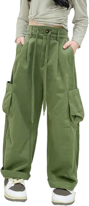 Cargo Pants for Teen Girls Kids Girls Baggy Jeans Star Print Loose Denim Wide Leg Pants Girls Uniform Pants