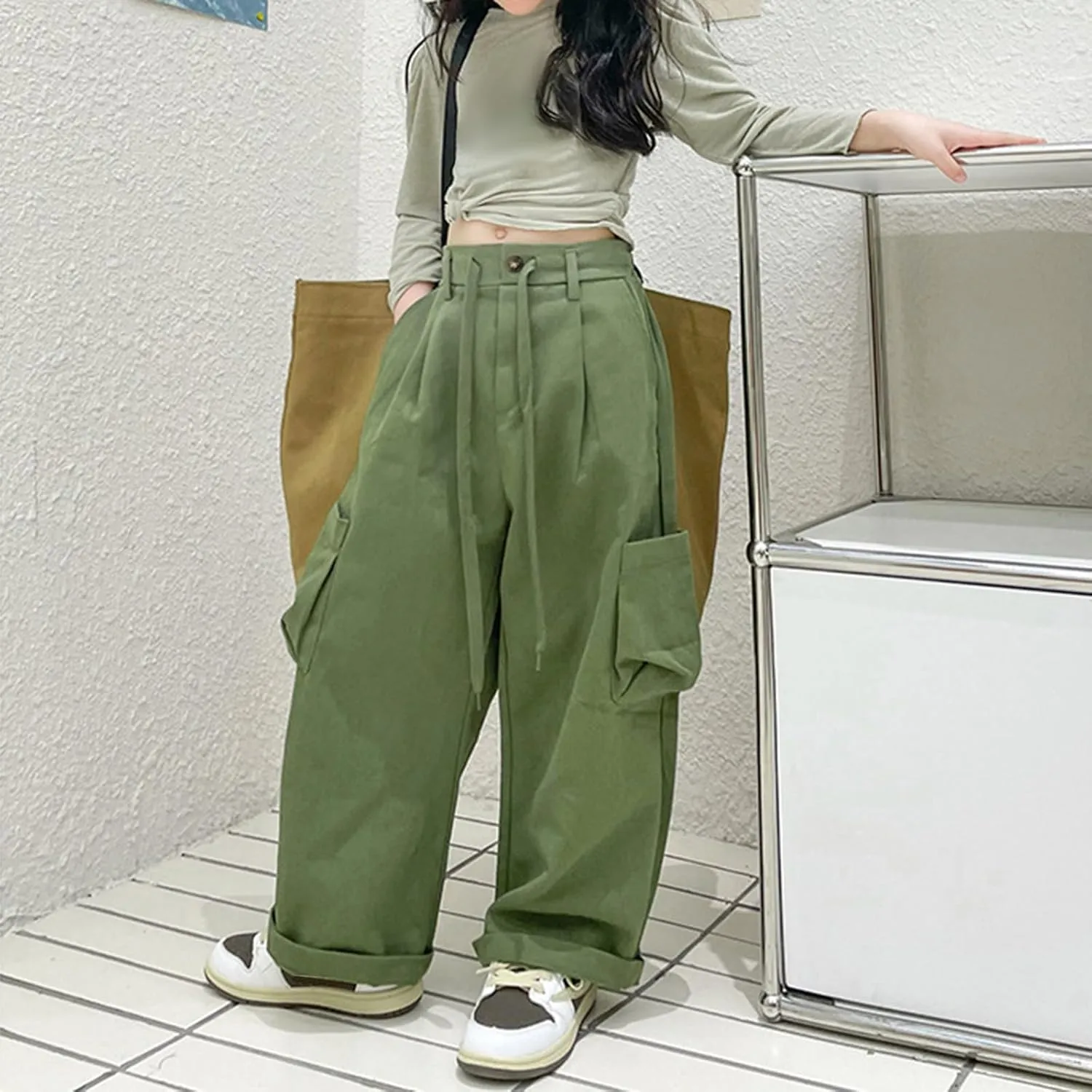 Cargo Pants for Teen Girls Kids Girls Baggy Jeans Star Print Loose Denim Wide Leg Pants Girls Uniform Pants