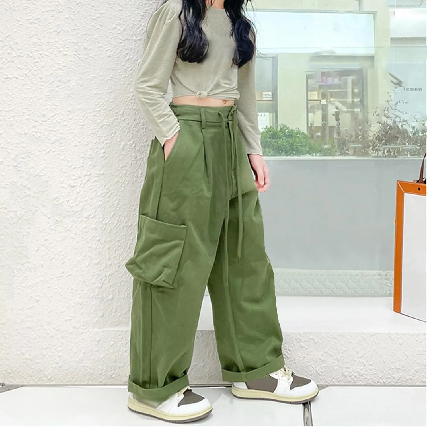 Cargo Pants for Teen Girls Kids Girls Baggy Jeans Star Print Loose Denim Wide Leg Pants Girls Uniform Pants