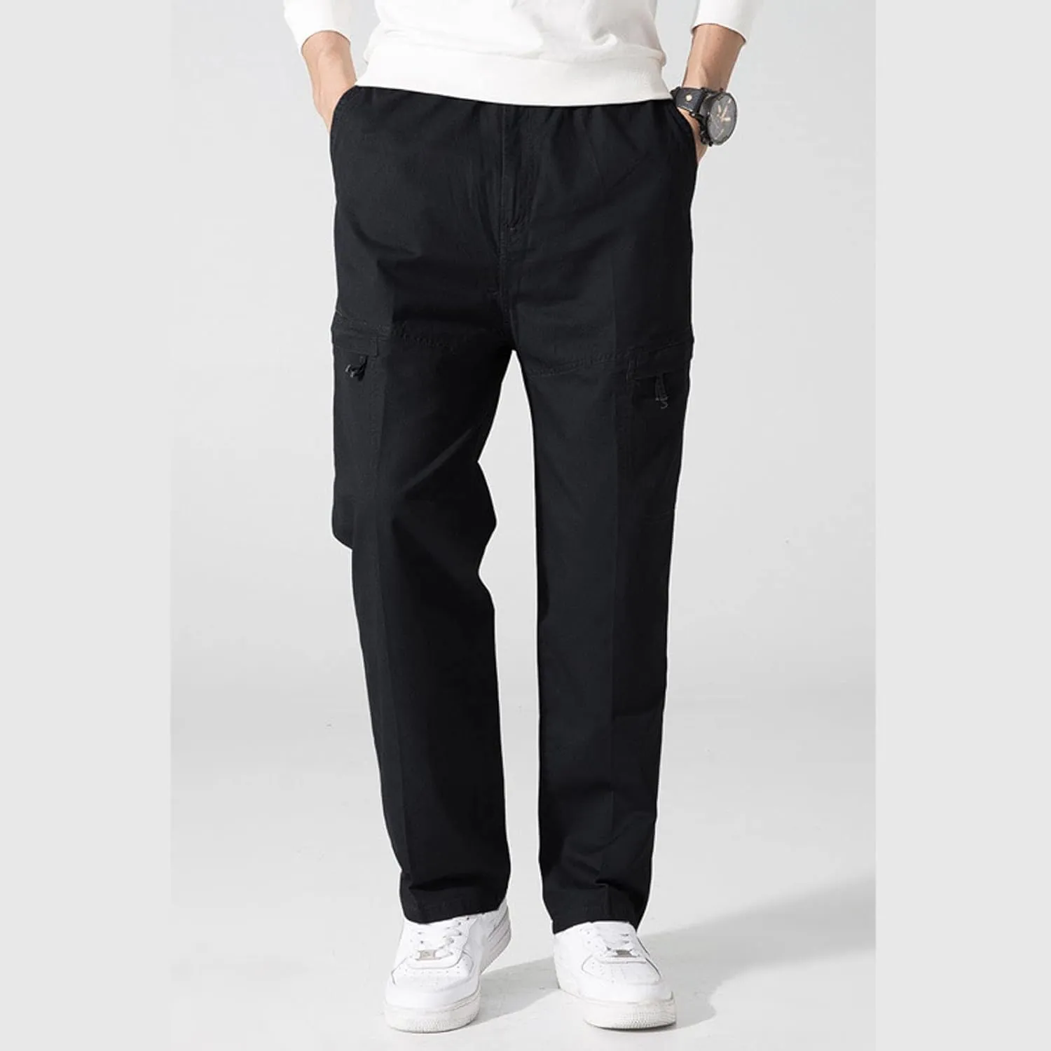 Cargo Sweatpants for Men Big and Tall Pockets Casual Streetwear Y2K Mens Cargo Pants Drawstring Hiking Pants Elastic