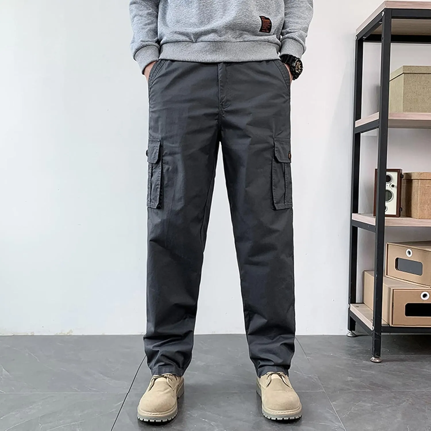 Cargo Sweatpants for Men Jogging Running Men's Fleece Jogger Pant Men's Lightweight Sweatpants Loose Fit Open Bottom