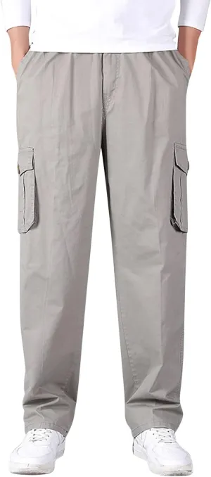Cargo Sweatpants for Men Men's Drawstring Waist Zipper Hem Corduroy Cargo Pants with Pockets Men's Casual Drawstring