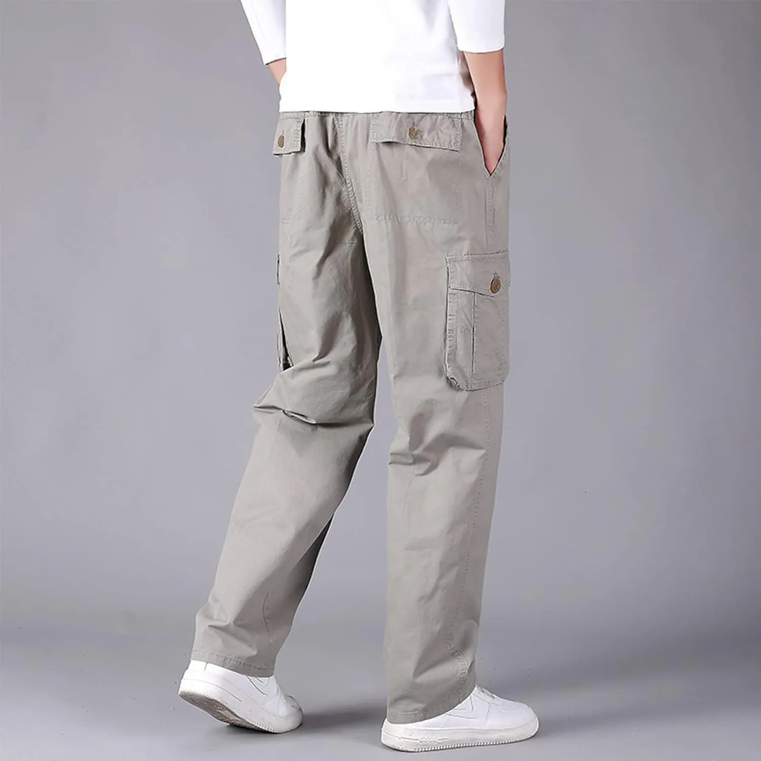 Cargo Sweatpants for Men Men's Drawstring Waist Zipper Hem Corduroy Cargo Pants with Pockets Men's Casual Drawstring