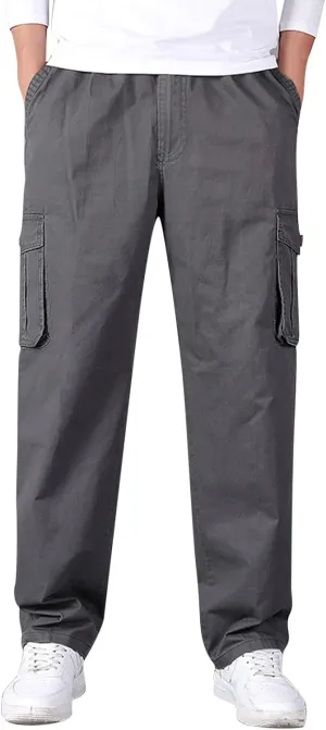 Cargo Sweatpants for Men Men's Drawstring Waist Zipper Hem Corduroy Cargo Pants with Pockets Men's Casual Drawstring