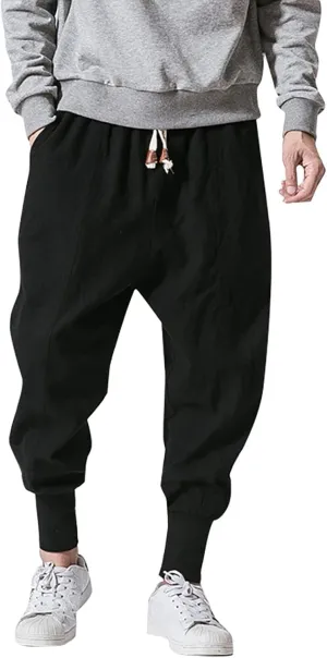 Cargo Trousers for Men Drawstring Hiking Pants Elastic Waist Outdoor Trousers with 7 Pockets Mens Long Cargo Pants