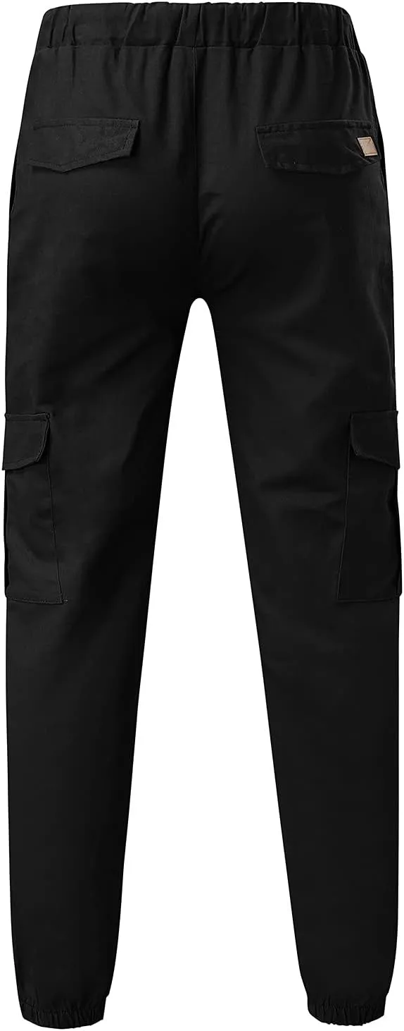 Cargo Trousers for Men Pants Men's Elastic Waist Drawstring Jogger Hiking Streetwear Cargo Pants with Pockets Men's