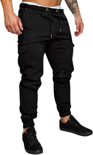 Cargo Trousers for Men Pants Men's Elastic Waist Drawstring Jogger Hiking Streetwear Cargo Pants with Pockets Men's