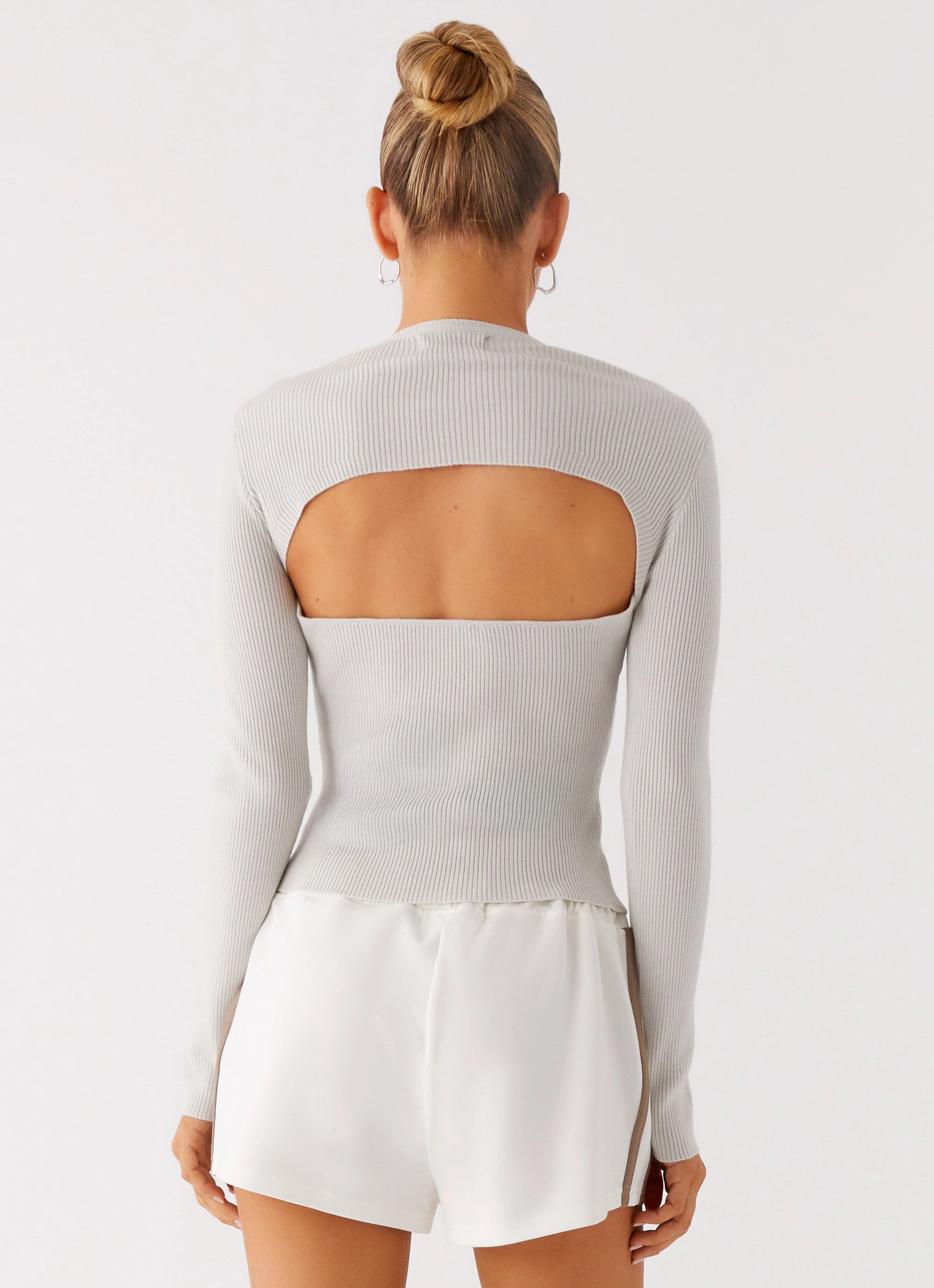Carissa Open Back Top - Grey Recycled Material Blend OdorResistantFinish