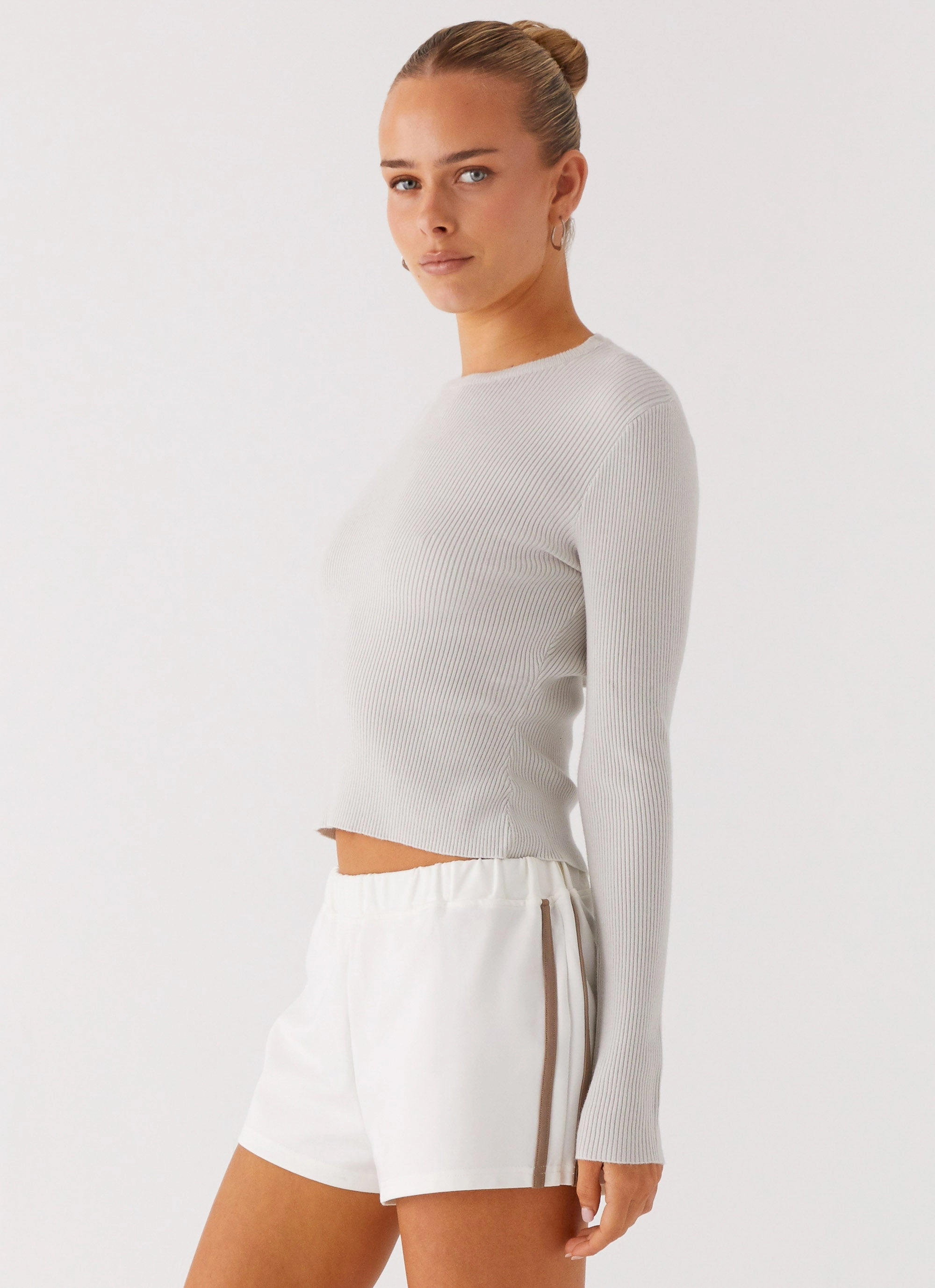 Carissa Open Back Top - Grey Non Closure Collar