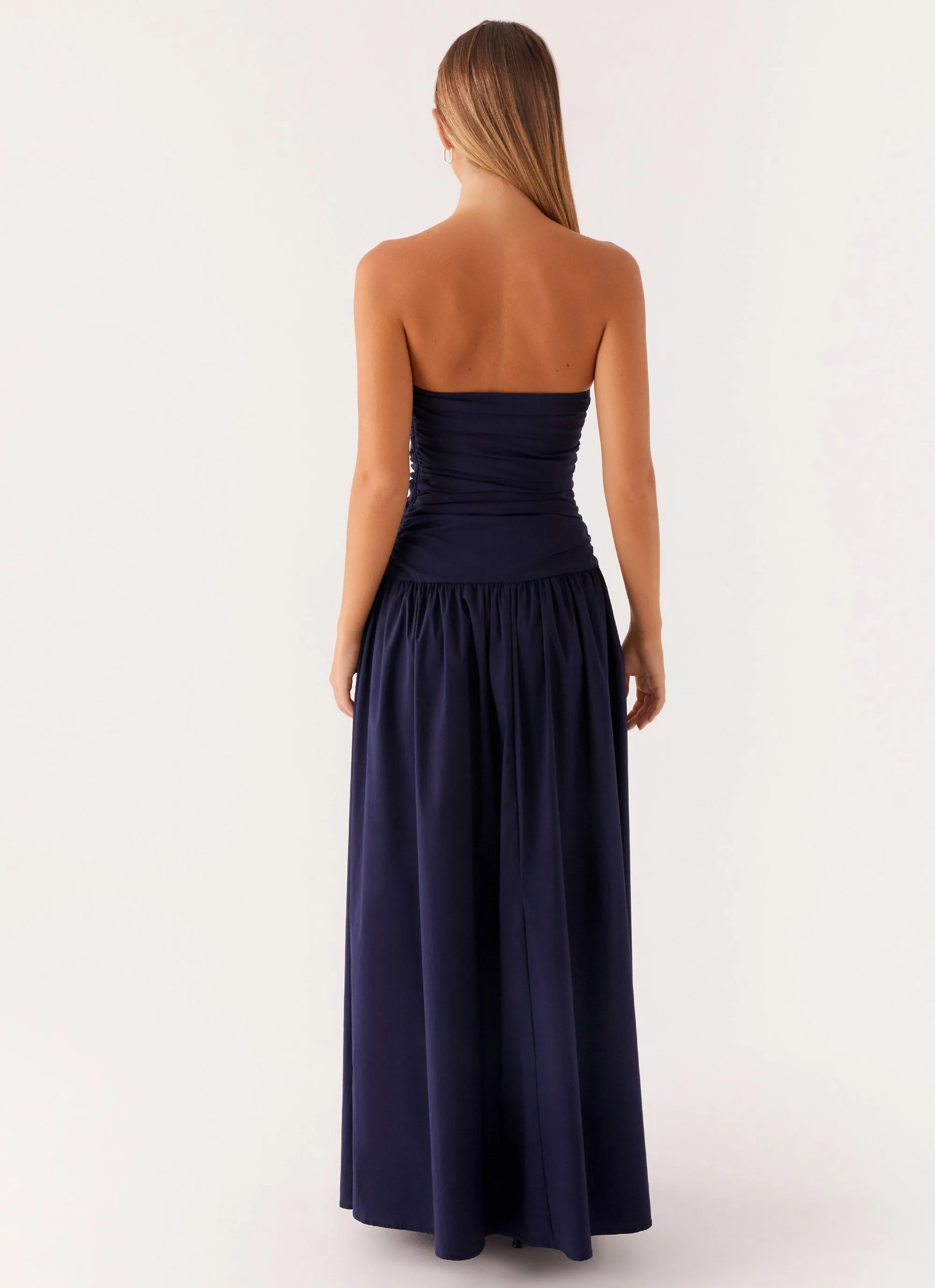 Striped-Pattern Carmel Maxi Dress - Navy