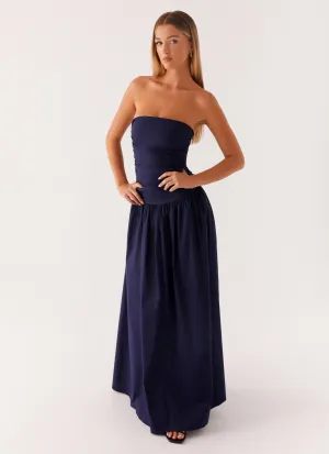 Hidden-Pocket Edgy Twist Carmel Maxi Dress - Navy
