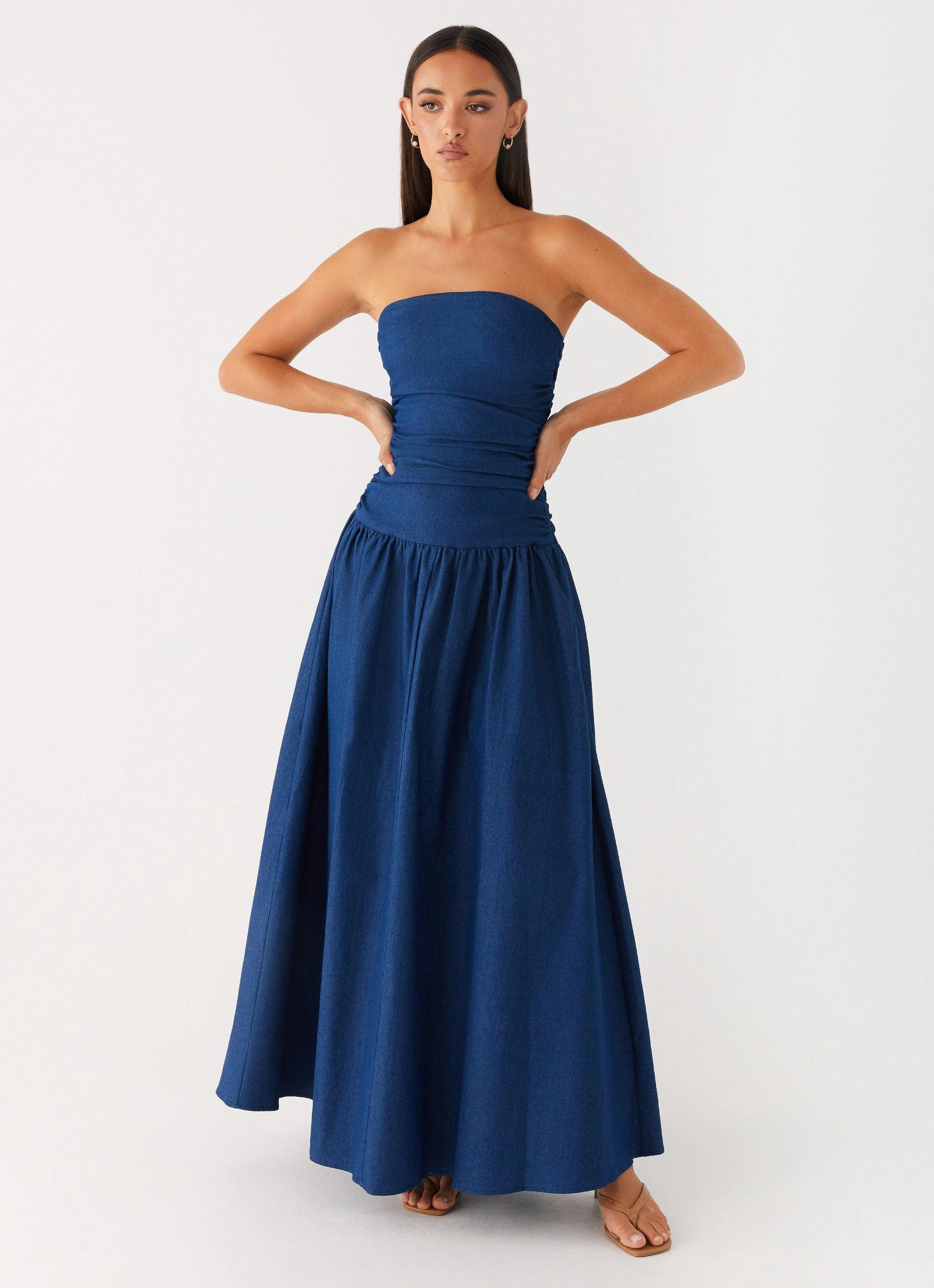 Carmel Denim Maxi Dress - Indigo NonChafeSeams Silky Mood