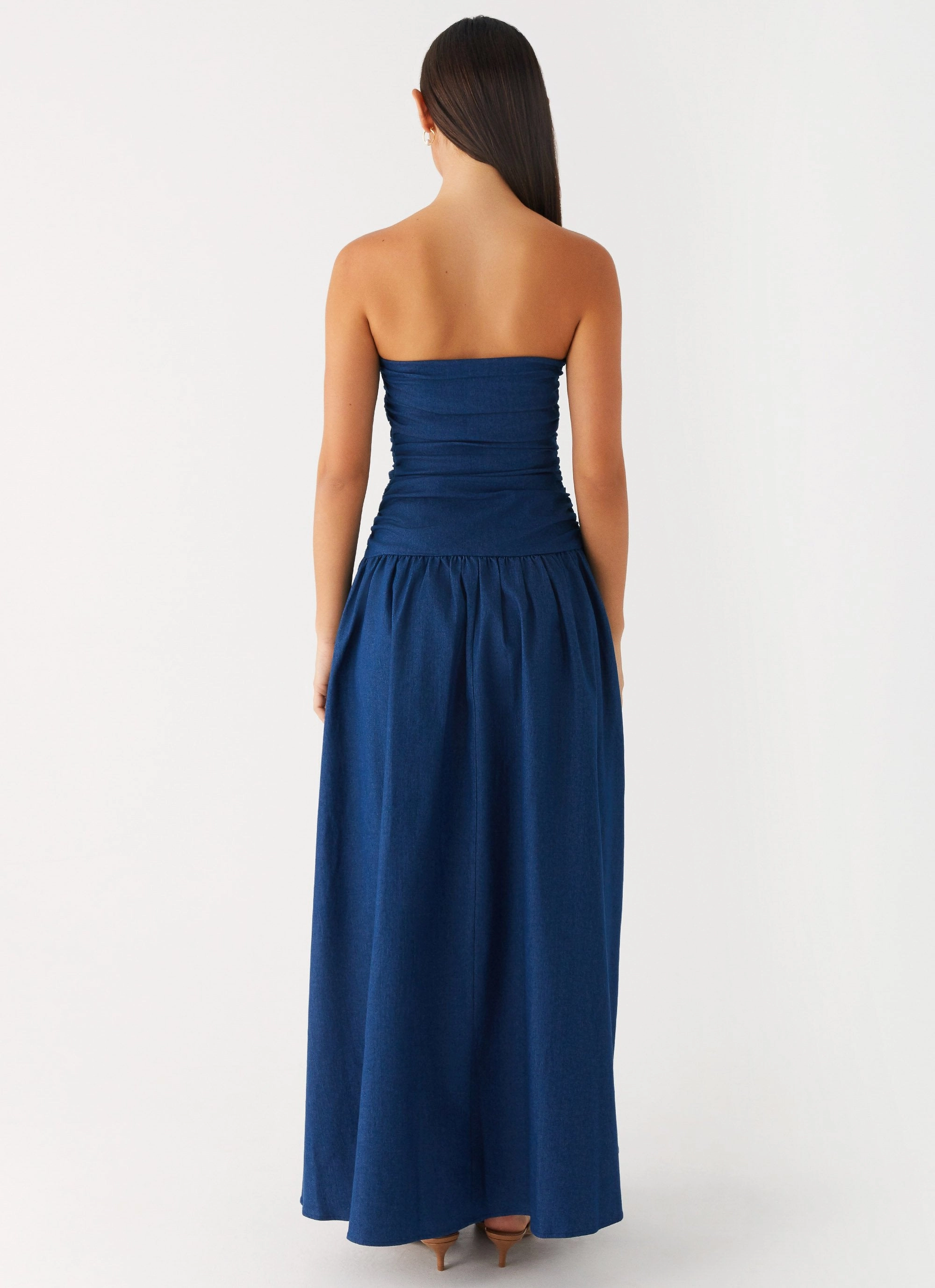 Chic Silhouette Carmel Denim Maxi Dress - Indigo