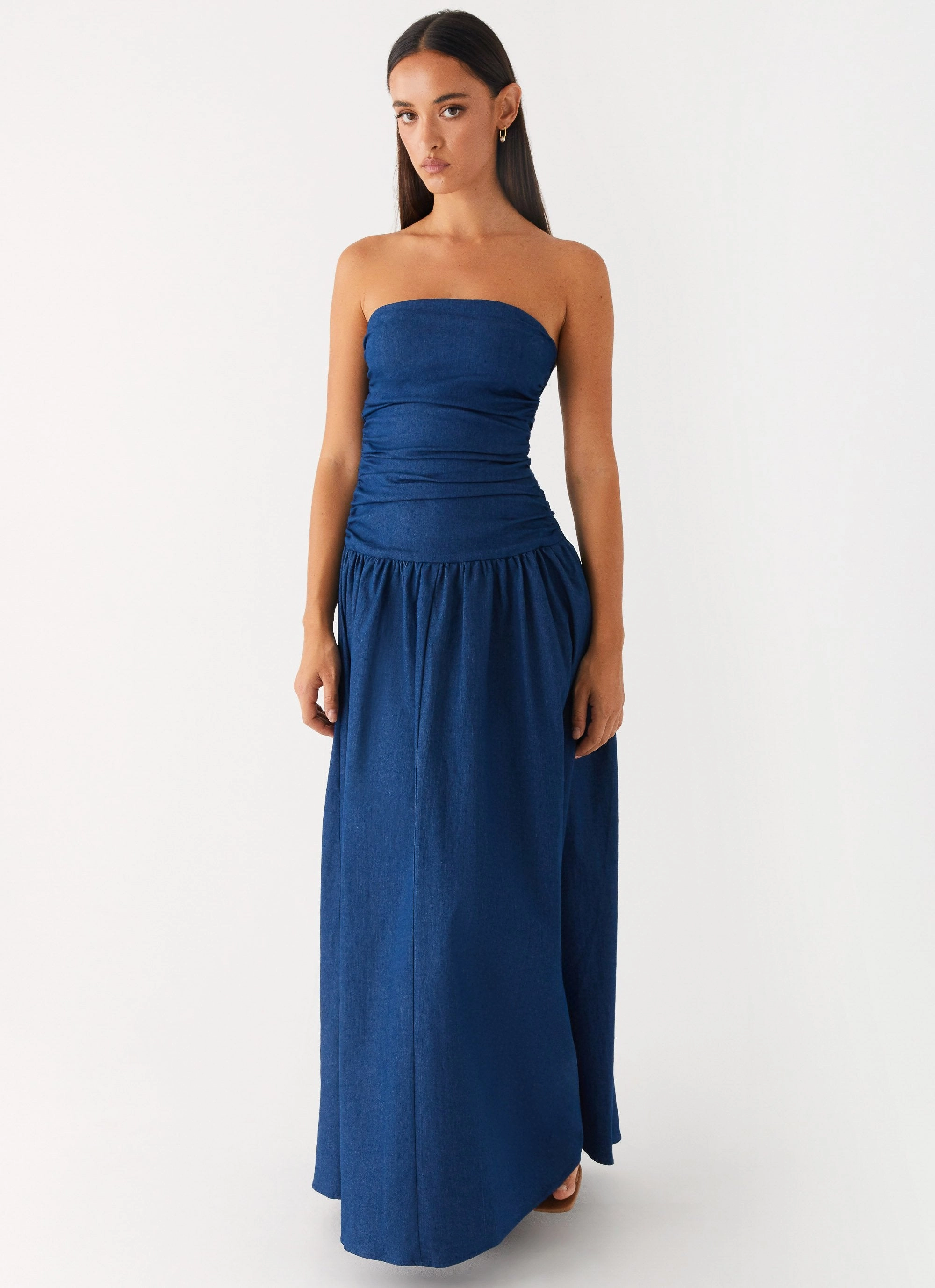 Carmel Denim Maxi Dress - Indigo Romance Soul
