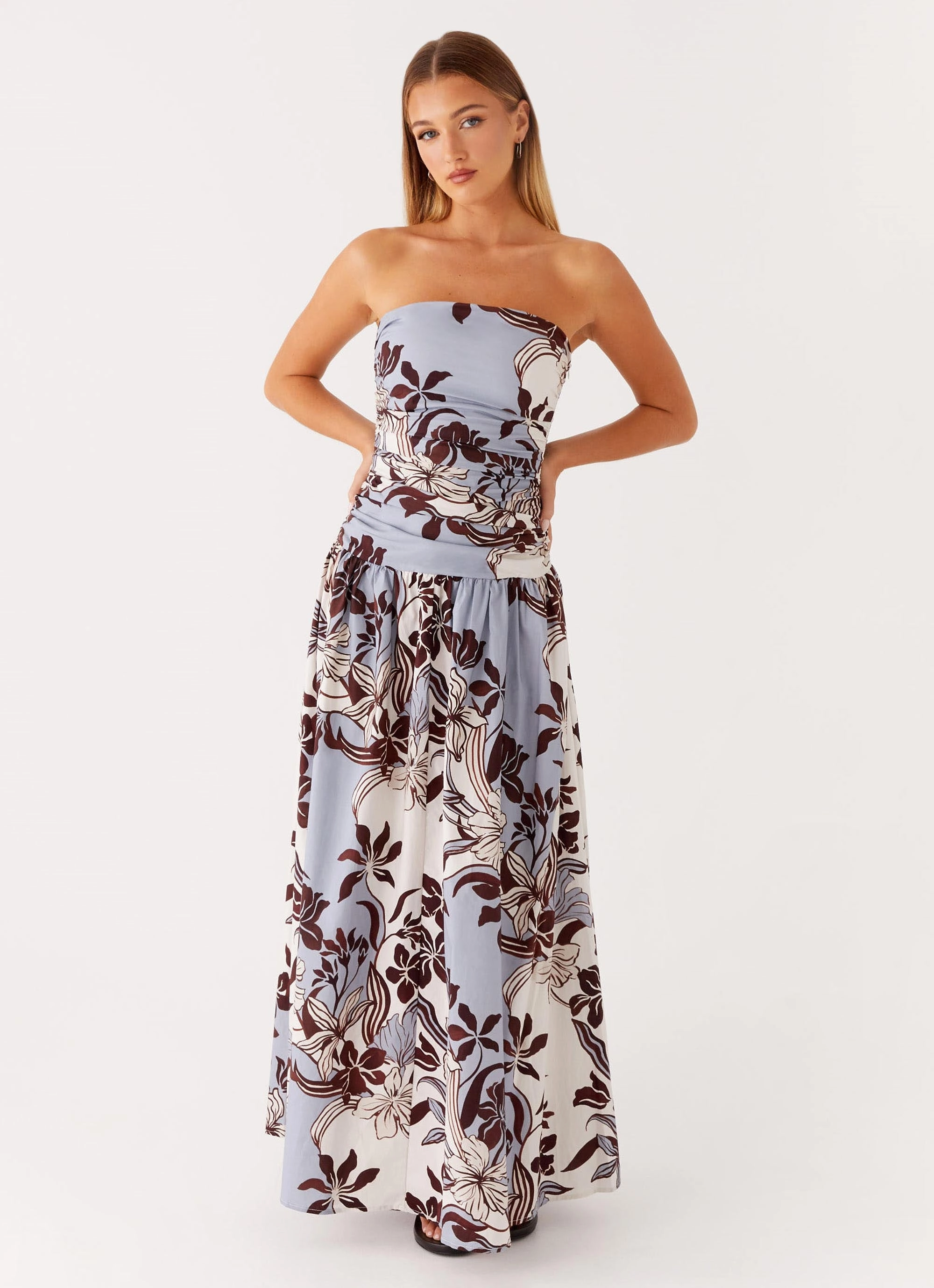 Tactile Feel Carmel Maxi Dress - Bluewood Blossom
