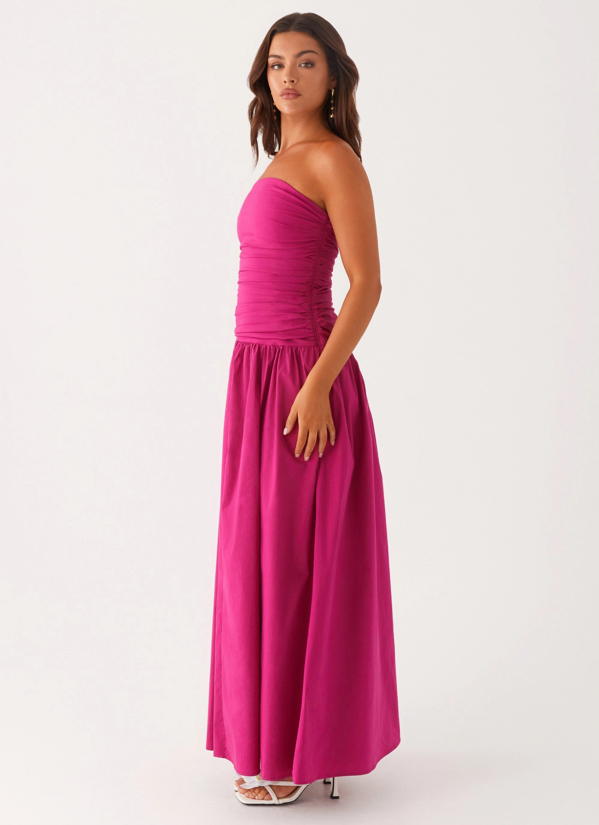 Carmel Maxi Dress - Fuchsia Polite Color High Cut