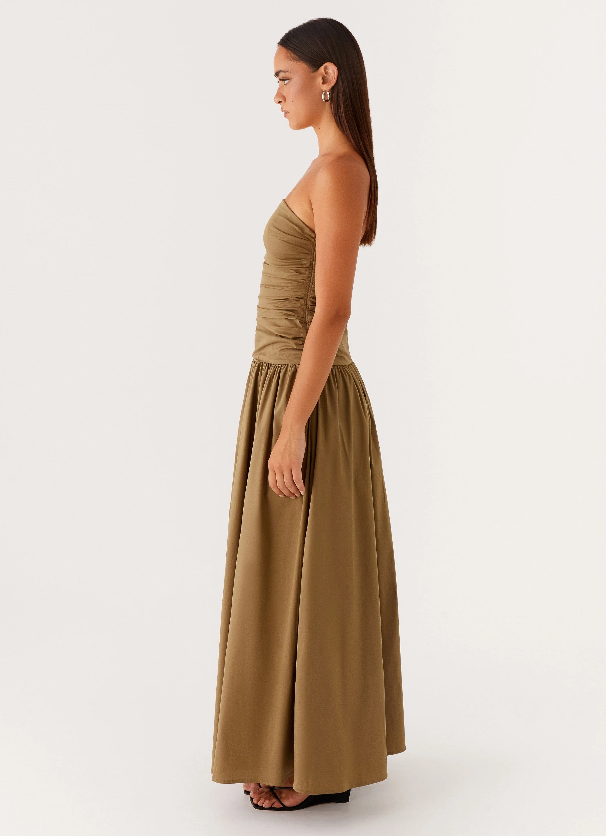 Elegant Appearance Soft Layers Carmel Maxi Dress - Khaki