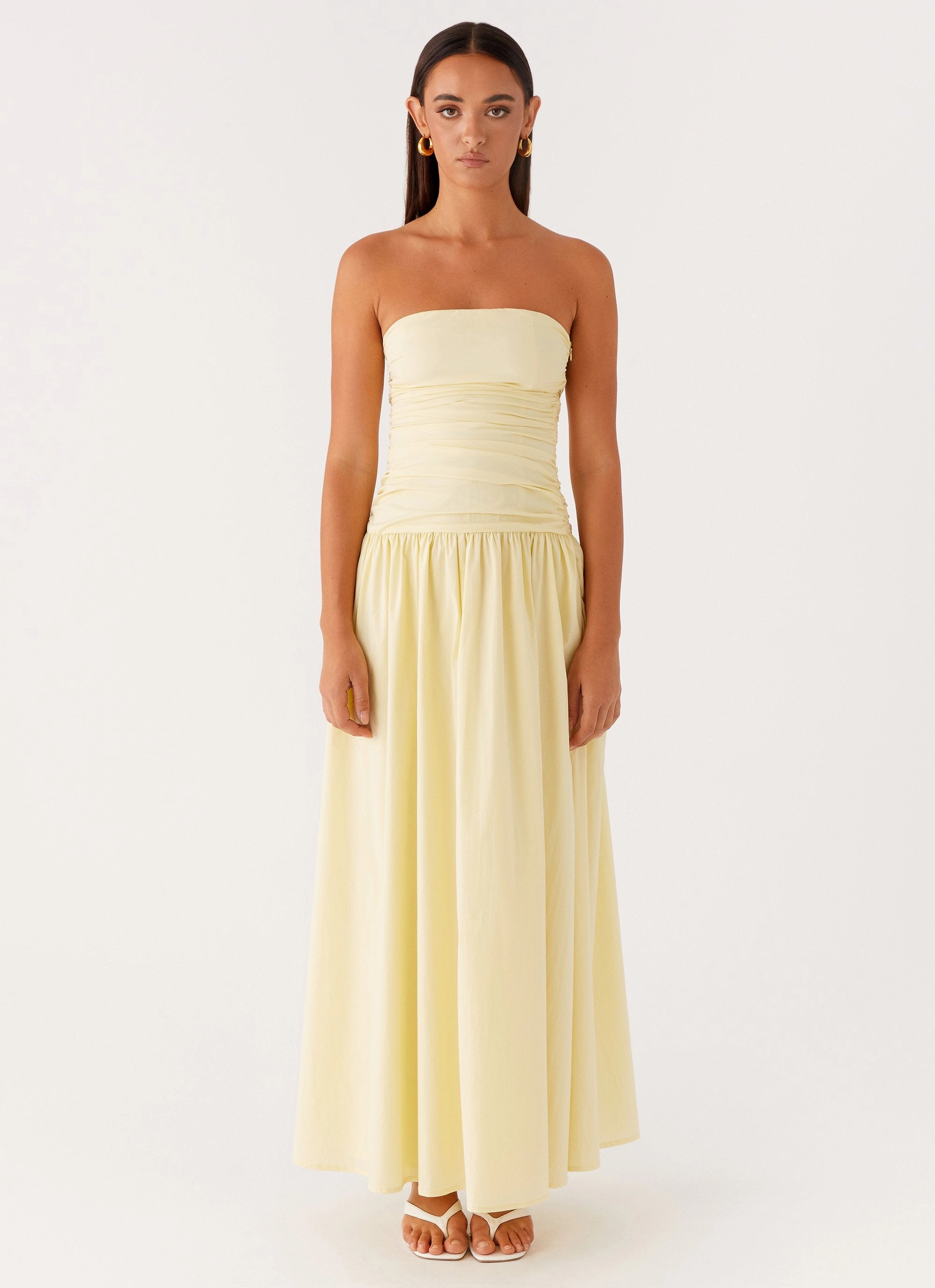 Carmel Maxi Dress - Yellow Work Comfort Light Sheen