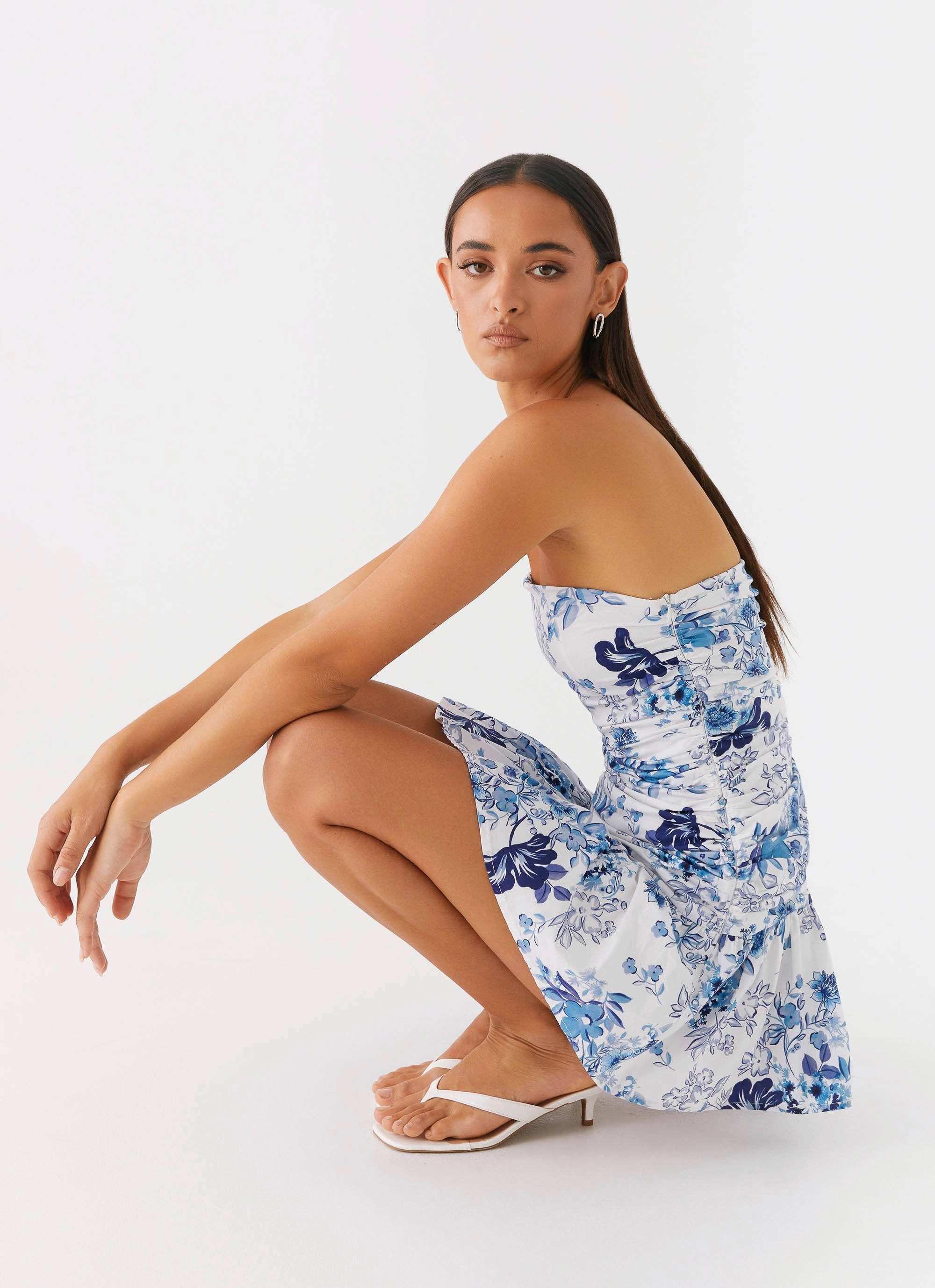 Carmel Mini Dress - Serene Sky Floral Adjustable Straps
