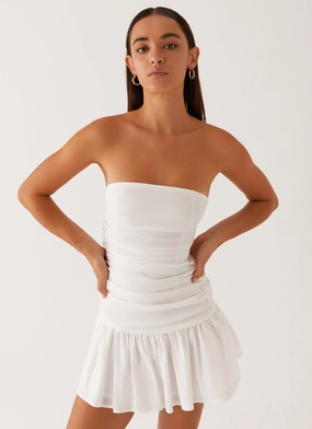 Carmel Mini Dress - White Cold-Shoulder