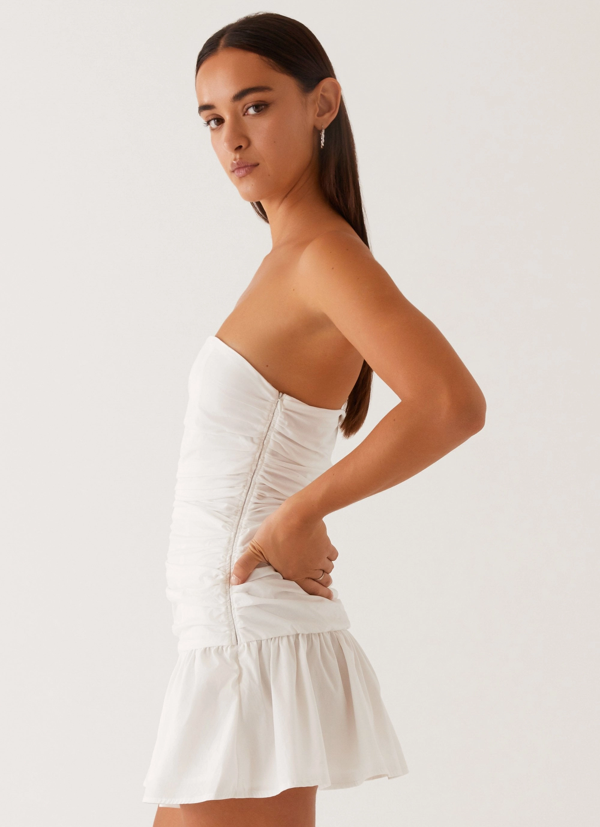 Carmel Mini Dress - White Timeless slip dress Balanced Tones