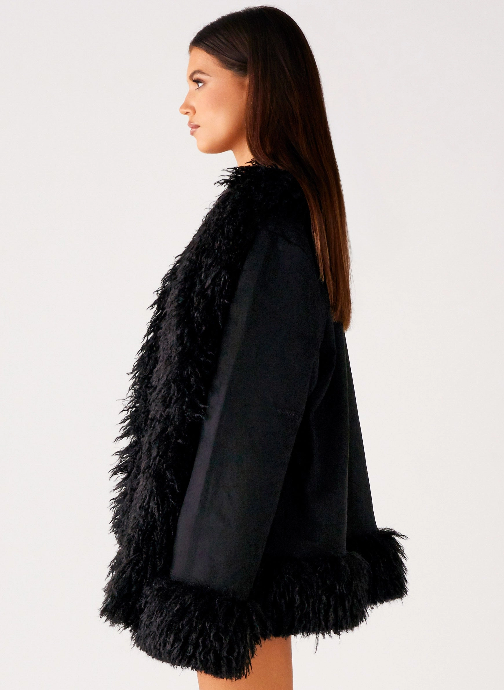 Carmelita Fur Trim Jacket - Black Advanced Insulation AllPurposeFastening
