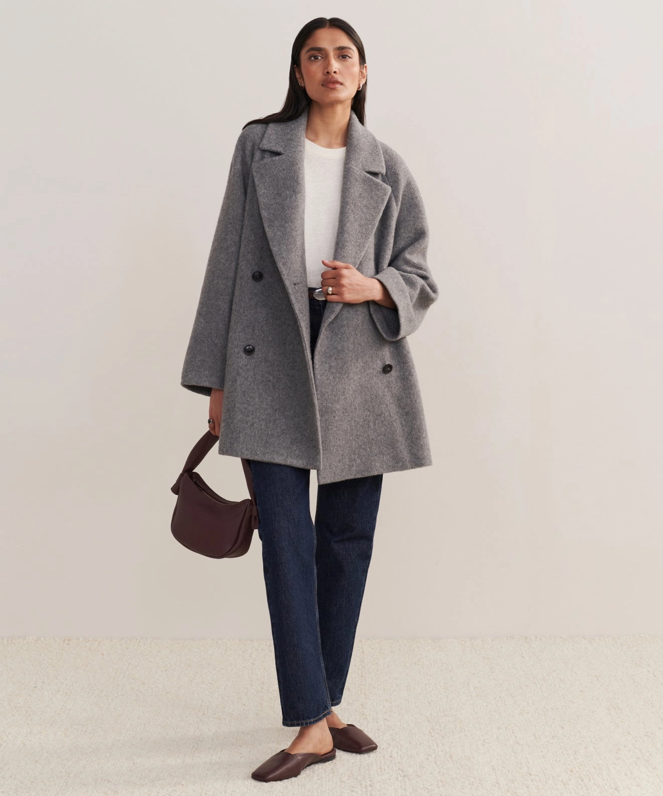 Caroline Coat Daily Commute Wear Rubberized Edging