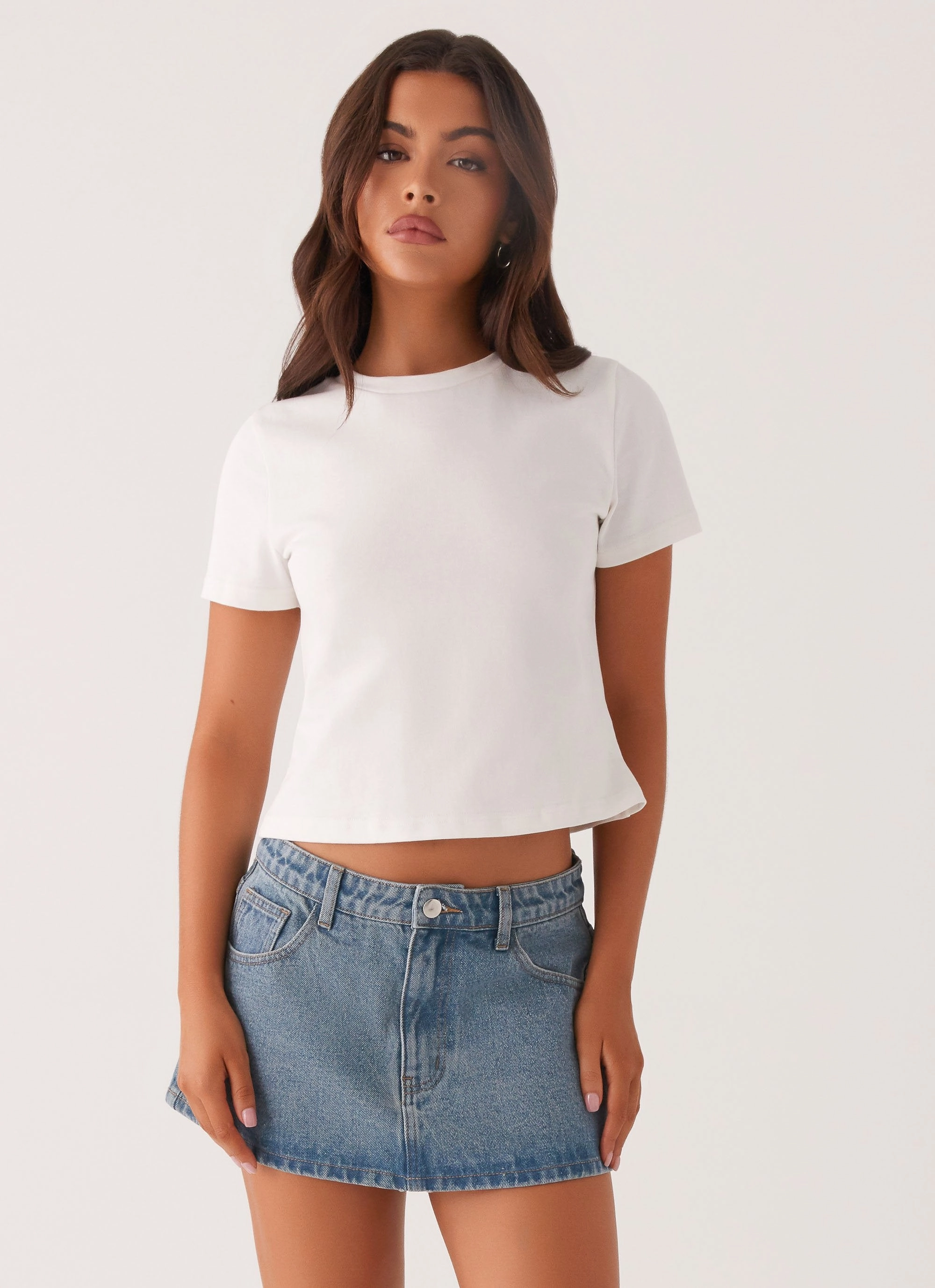Travel Ready hypoallergenic Carrie Denim Mini Skirt - Washed Indigo