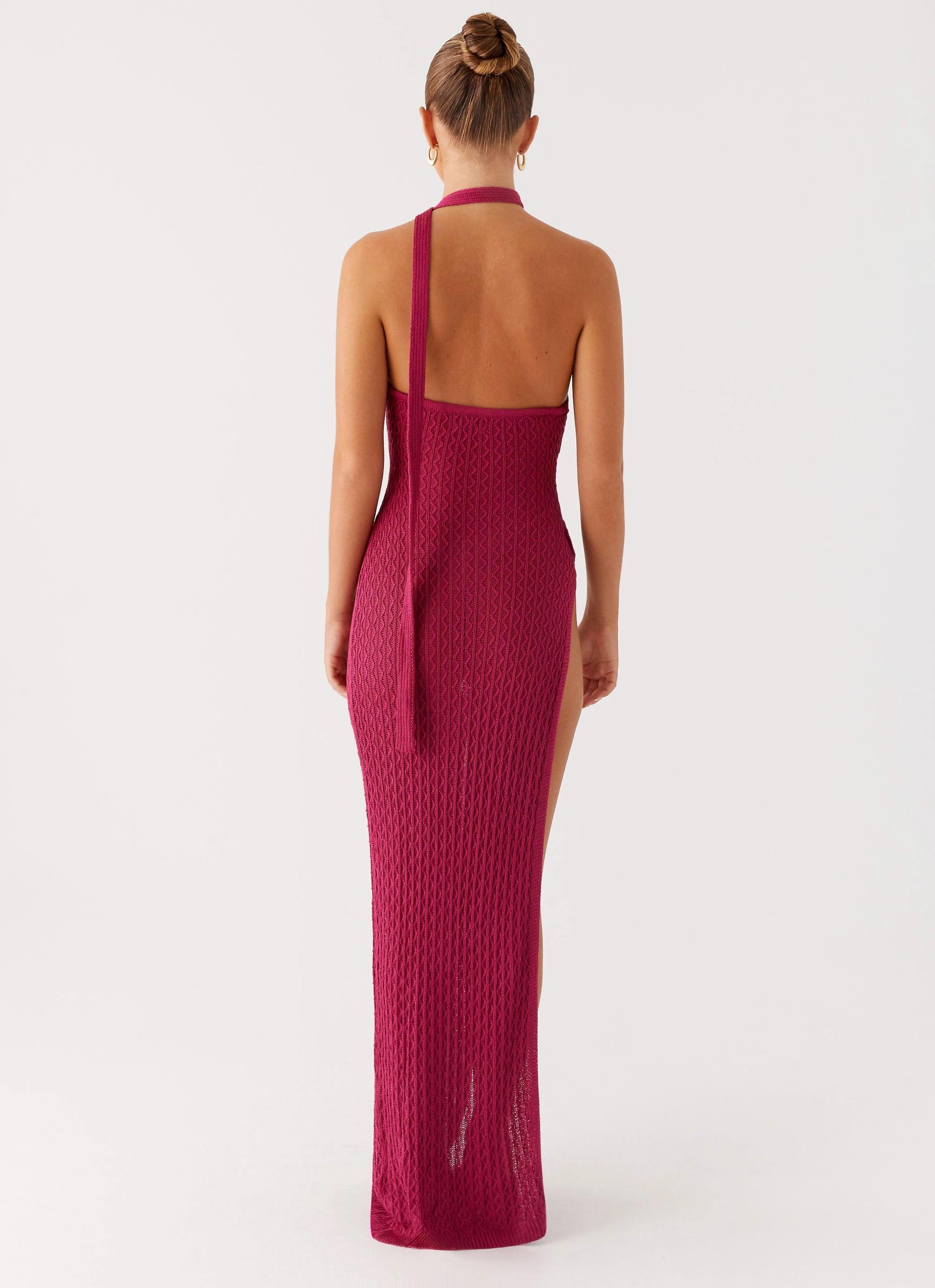 Carryn Knit Maxi Dress - Hot Pink All Fit Romance Glow