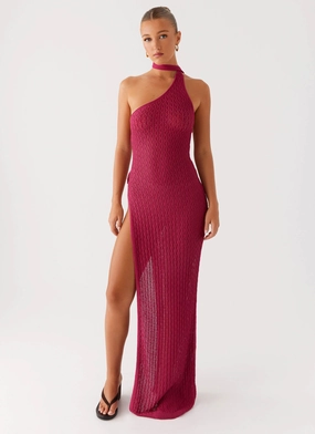 Carryn Knit Maxi Dress - Hot Pink Light Wrap Smart and Elegant