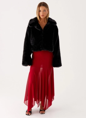 Carys Cropped Faux Fur Jacket - Black Practical Layer
